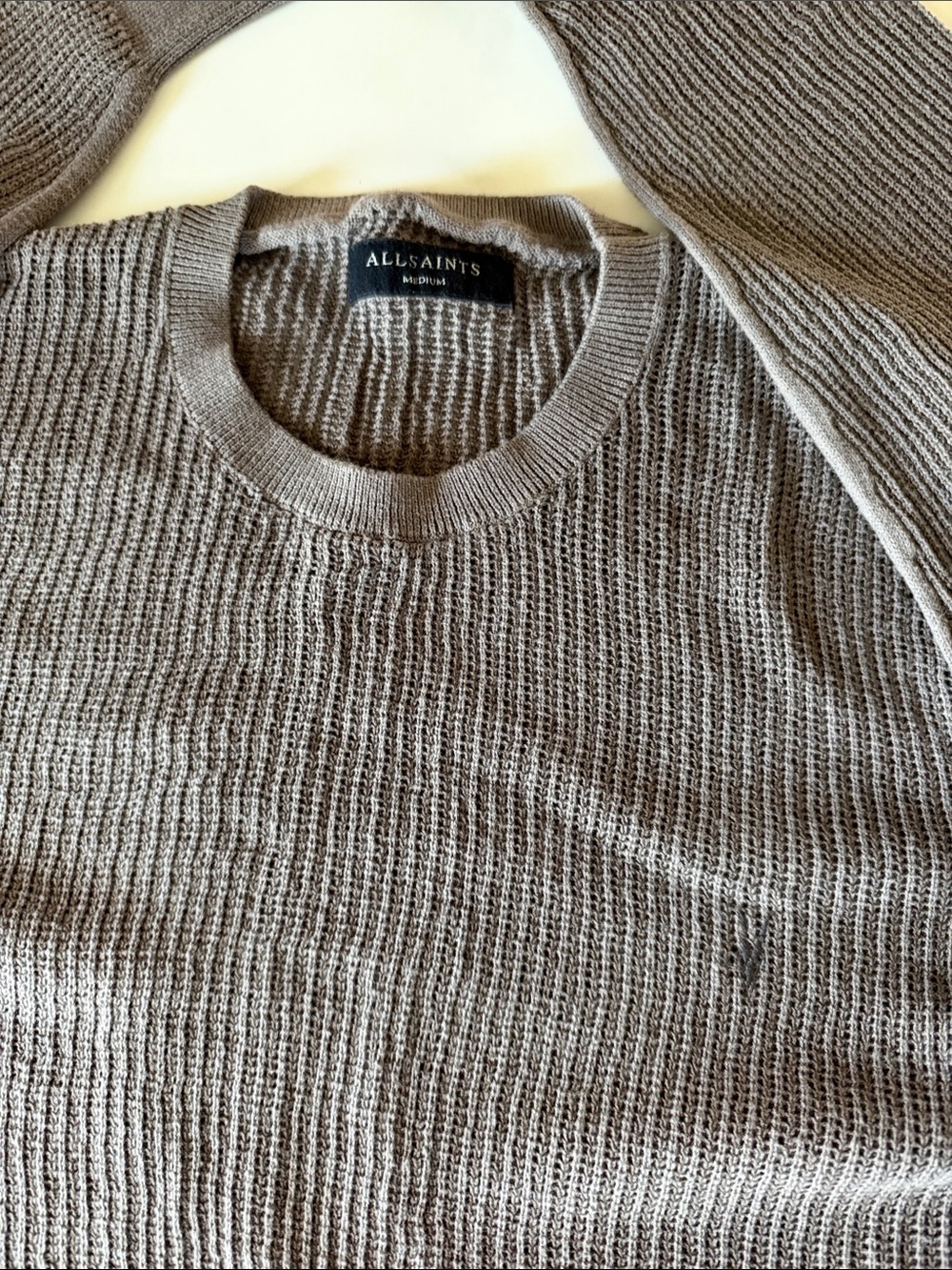 AllSaints Men's Taupe Trias Crewneck Sweater